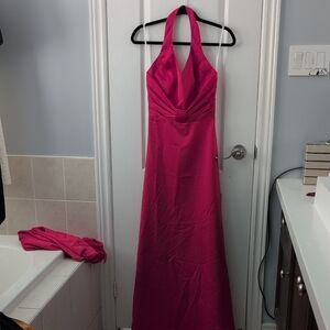 Chic Fuchsia Red Halter Backless Dress